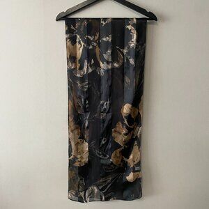 TanJay Black Neutrals Dark Autumnal Floral Lightweight Scarf